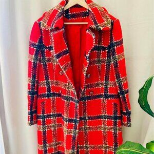 Vintage 60s Plaid Holiday Coat Sz L